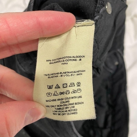 Free People Black Distressed/Ripped/Grunge High Waist Crop Skinny Jeans-26 - Picture 9 of 9